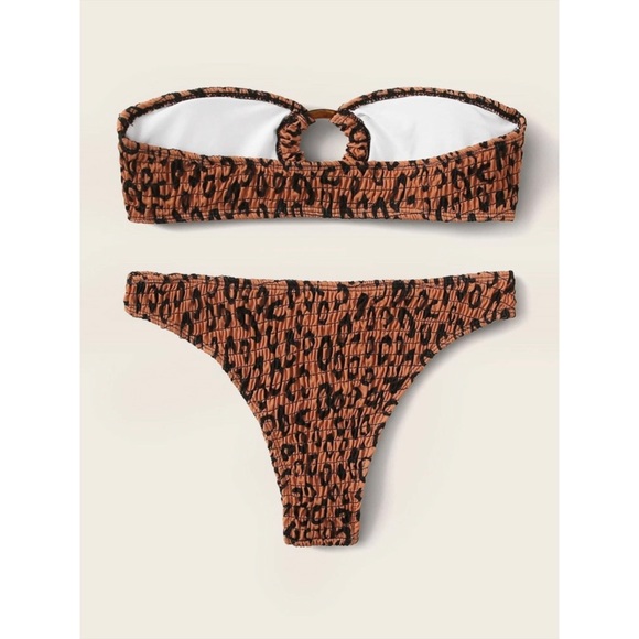 Leopard print ruched bikini set swim bandeau - Picture 3 of 3